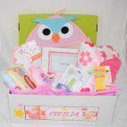 cesta canastilla regalo Buho rosa