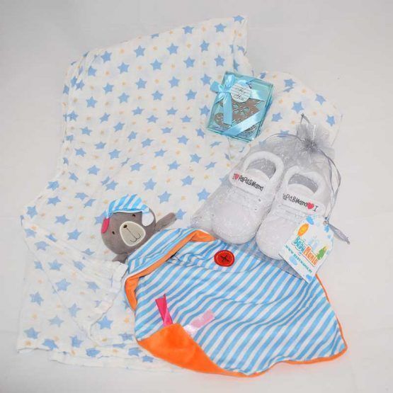 set canastilla amoa a papa y mama azul