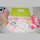 set canastilla regalo de buho rosa