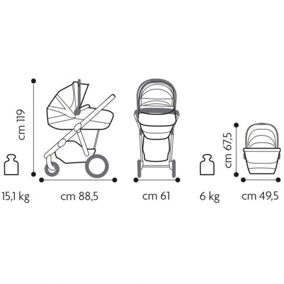 Cochecito Brevi Trío Ovo Premium