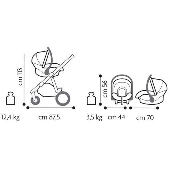 Cochecito Brevi Trío Ovo Premium