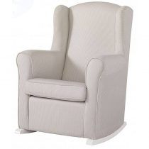 Sillon De Lactancia Nanny Rayas Beige Patas Blanco de Micuna