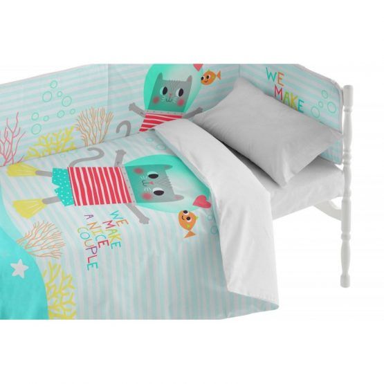 Pooch Funda Nordica con Relleno y Protector Cuna Color Couple