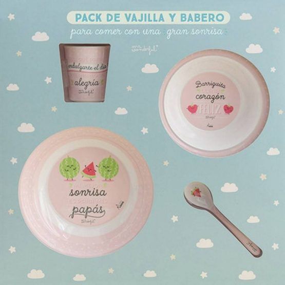 Vajilla Babero Niña Castellano de Mr Wonderful