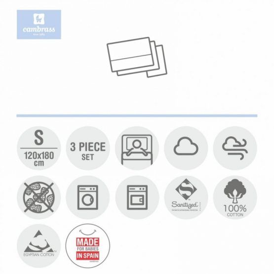 Sabana Cuna 3 Pcs Pic Celeste 60x120