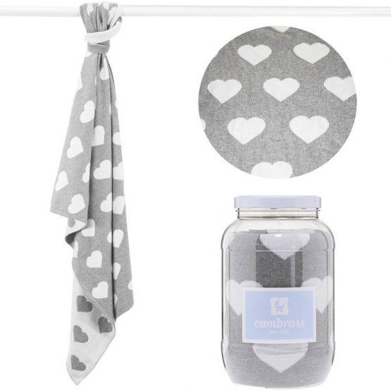 Manta Algodon Cambrass 80x100 Love Gris