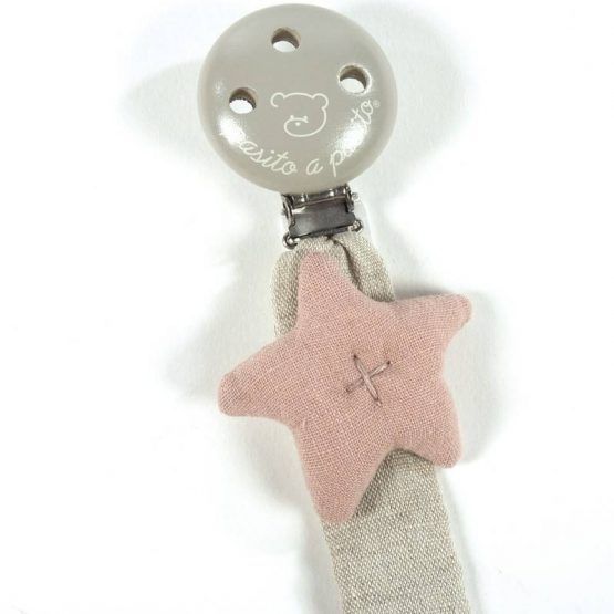 Pinza Chupete Pasito A Pasito Madera Rosa Amelie