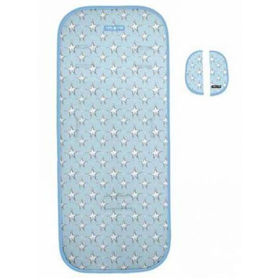 Colchoneta Silla Tris & Ton Celeste Estrellas Blanca