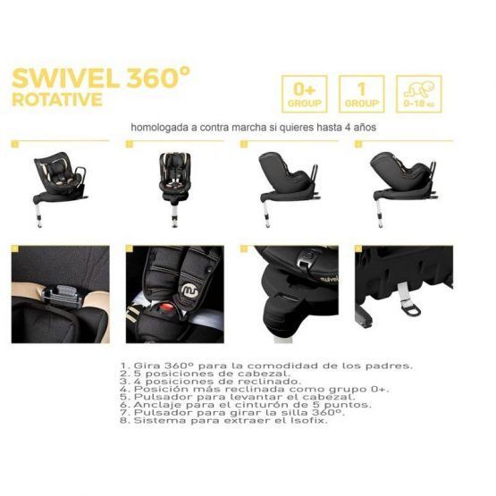 Silla Auto Ms Swivel grupos 0 y 1 de 0 a 4 años