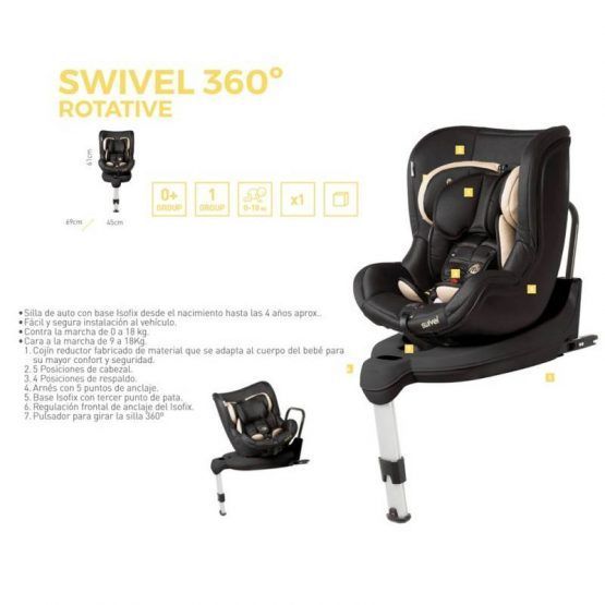Silla Auto Ms Swivel grupos 0 y 1 giratoria 360 grados